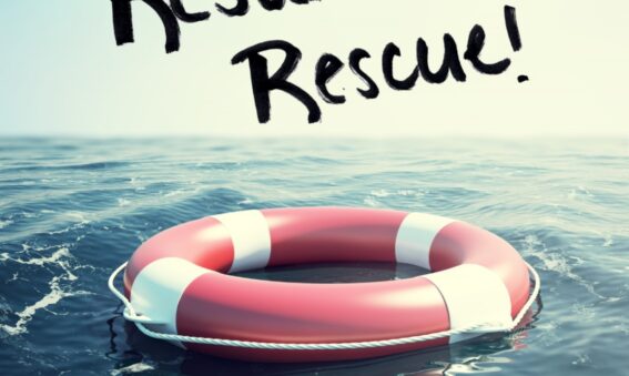 Life buoy on water with Resume Rescue text